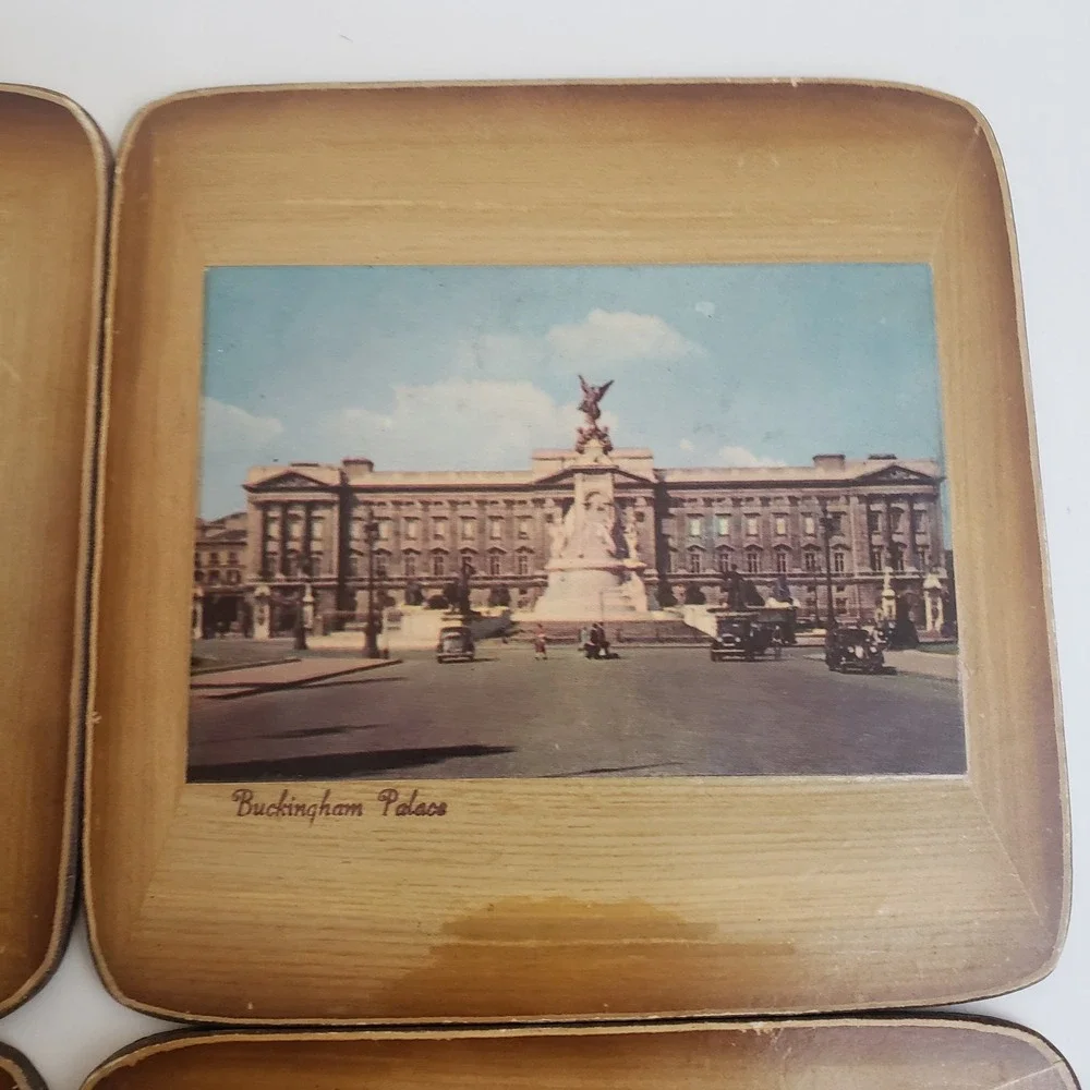 Vintage Pimpernel London Historical Sites Coasters Cork‎ Back Set of 4
